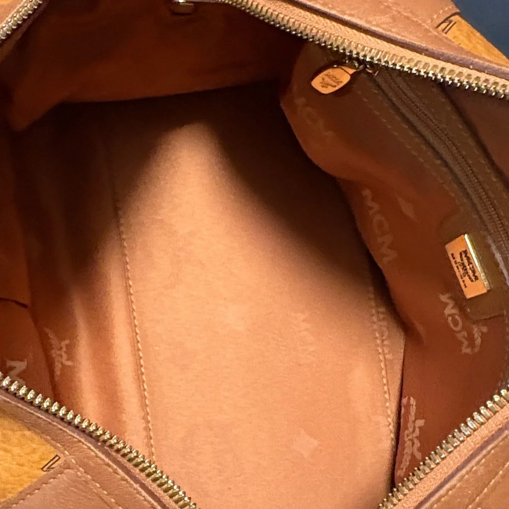 MCM Cognac Leather Satchel with Gold Accents - Picture 11 of 16
